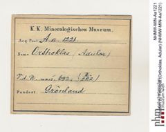 Etiketten zu Feldspat (Orthoklas, Adular) (NHMW-MIN-Aa1221)